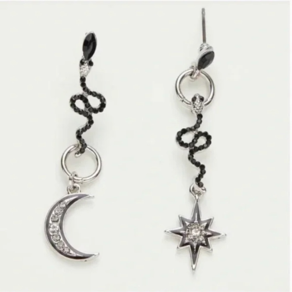 ❤️ FREE Snake Rhinestone Moon Sun Sky Zodiac Chic Hipster Artsy Drop Earrings